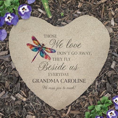 Personalized Dragonfly Memorial Garden Stone (Dragonfly / Heart)