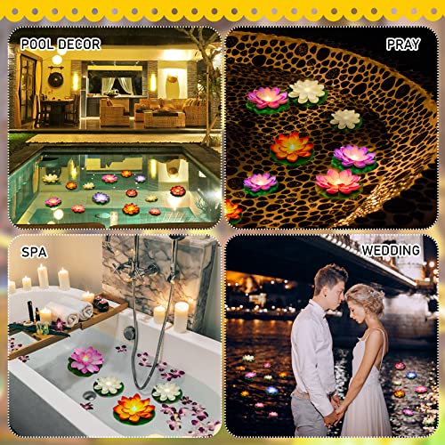 18 Pcs 3.94 5.91 in Floating Lotus Lights with Battery (3.94/ 5.91 Inch / Multicolor)