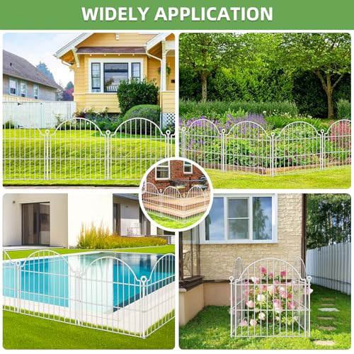 10 Panels No Dig Decorative Garden Fence for Yard (White / 24 in(H))