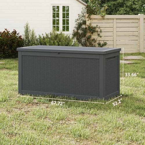 320 Gallon Deck Boxes Outdoor Waterproof (Black / 320 GAL)