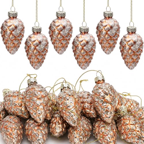 20 Pcs Christmas Pinecone Glass Hanging Ornaments (A Style / 20 Pcs)