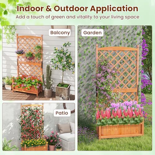 Raised Garden Bed with Trellis Set of 2 (Orange / 28"Lx13"Wx60"H)