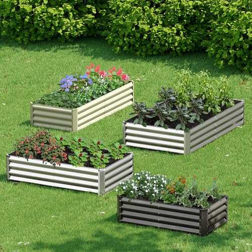 2PCS 4x2x1FT Galvanized Raised Garden Bed (2 Count)