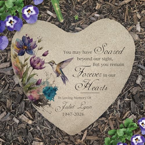 Personalized Hummingbird Memorial Garden Stone (Hummingbird / Heart)