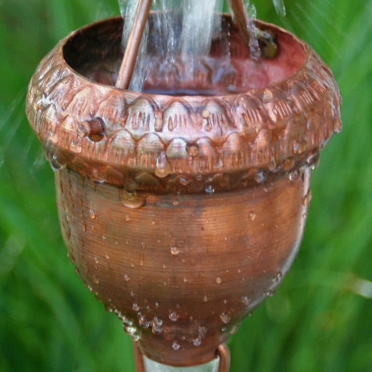 Acorn Cups Rain Chain (20 Feet / Copper)