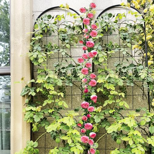 4 Pack Metal Garden Trellis 86.7" H Garden Fence Rustproof Trellis for Climbing Plants Support Roses Flower Outdoor Lawn (4 Count)