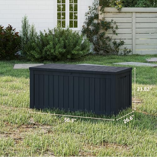 150 Gallon Deck Boxes Outdoor Waterproof (Black / 150 GAL)