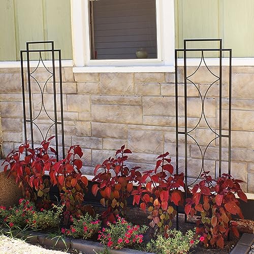 Sunnydaze 60" Black Metal Garden Trellis for Climbing Plants (Chic Diamonds - 60")