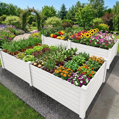 4 x 4 x 2 FT Raised Garden Bed (White / 4x4x2ft)