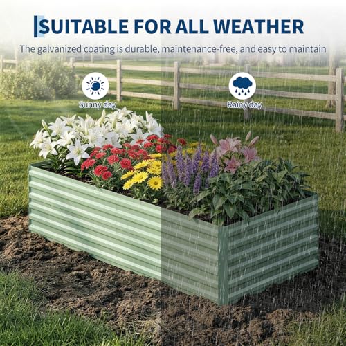 2PCS 8x4x2ft Galvanized Raised Garden Bed (Green-rect. / 8x4x2ft 2pcs)