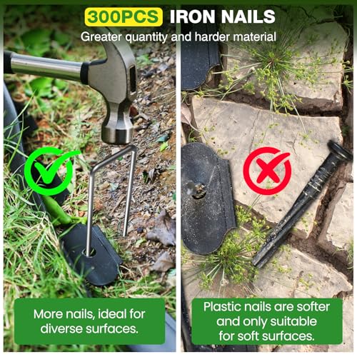 200ft 1.5in Tall Landscape Edging Kit with 300 Metal Spikes (Black / 1.5in*200ft)