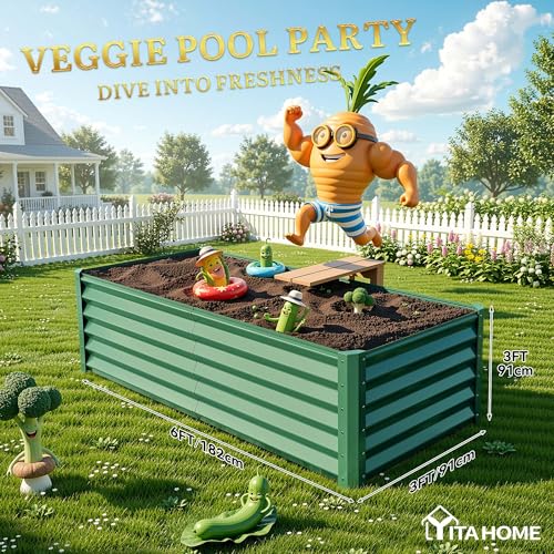 6x3x3ft Large Raised Garden Bed Kit (Green / 6x3x3ft)