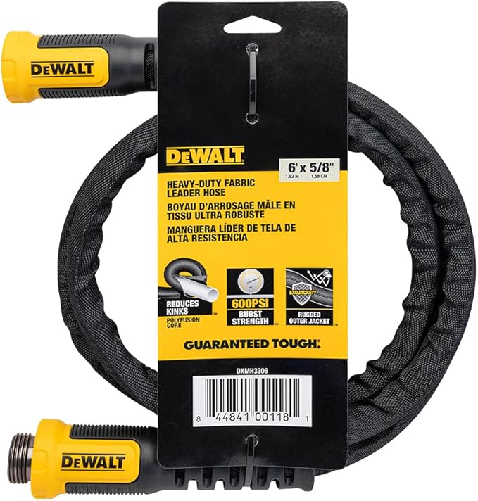 DEWALT 6 ft x 5/8 in Heavy-Duty Professional Grade Fabric Garden Hose - DXMH3306