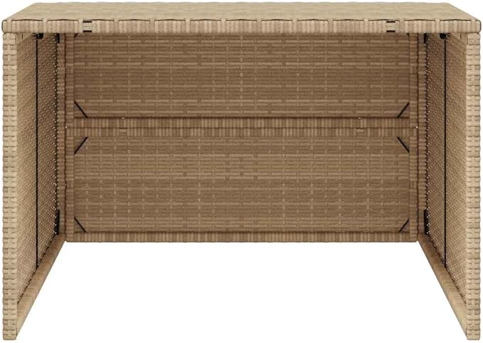vidaXL Robot Mower Garage - Poly Rattan, Durable Lawn Mower Storage Shed, Beige, Weather-, 33.9"x35.4"x20.5"/22.4"