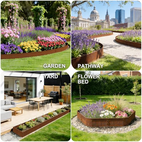 Cor Ten Steel Landscape Edging Kit 20FT (Rusty / 8 Inch x 20Ft.)