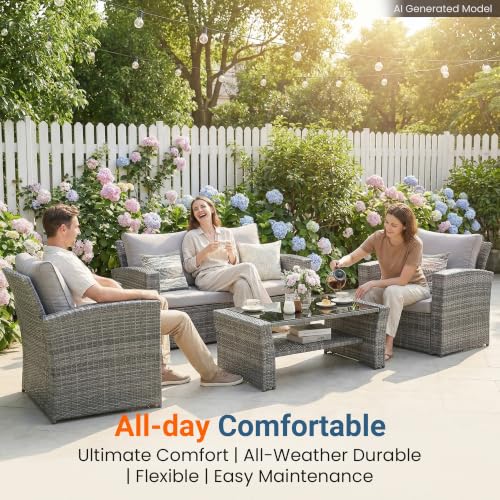 Patio Furniture Set (Light Gray / 4)