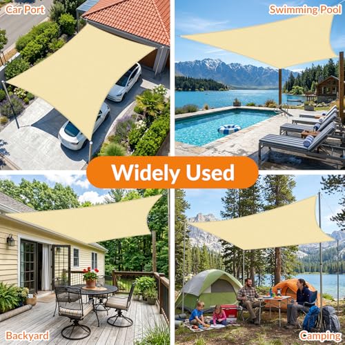 19'X19' Sun Shade Sail Beige Curved Square Customizable (Beige / 19'X19' custom)