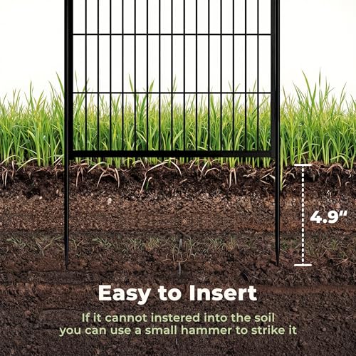 Doorless Garden Fence 50 in (50 in(H) x 10.2 ft(L) 4 Panels no gate / Black)