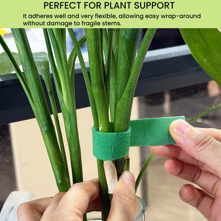 Reusable Plant Ties for Climbing Plants Hook and Loop Green Nylon Plant Straps Tape Double Sided Garden Tie Strap Reusable Adjustable Gentle Support for Vines