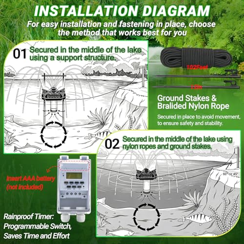 Pond Fountain Aerator (Black 0 Light 15000gph)