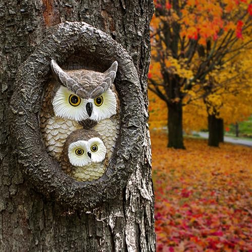 Owlet and Mom Owl Tree Faces