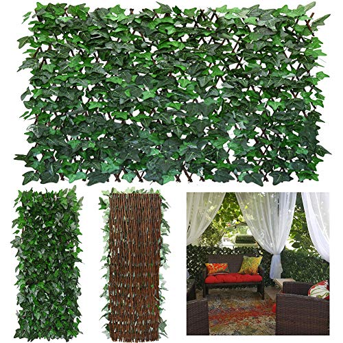 Expandable Fence Privacy Screen for Balcony Patio Outdoor (Green-ivy)