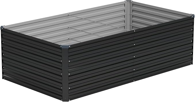 Vengarus 6x3x2FT Galvanized Raised Garden Bed Kit, Deep Root Planter Box for Vegetables, Flowers, Herbs, and Succulents - 269 Gallon Capacity,Black
