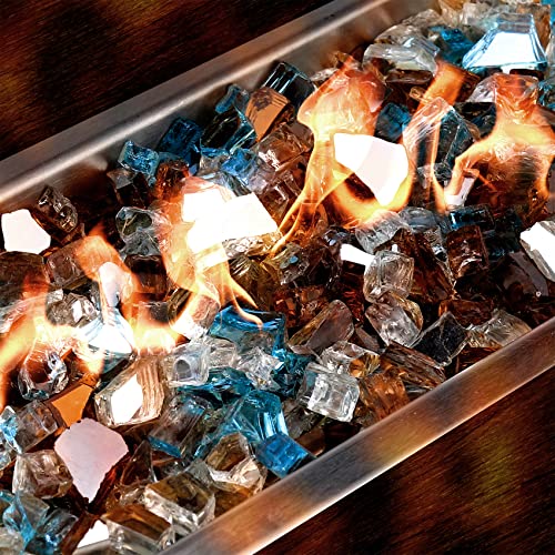 10 Pounds Blended Reflective Fire Glass for Fire Pit Fireplace and Landscaping (160 Ounce)