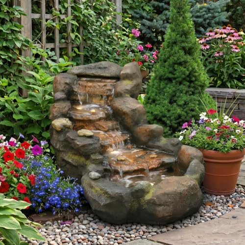 42L Realistic Rock Outdoor Water Fountain with 5Tiers (42" L)