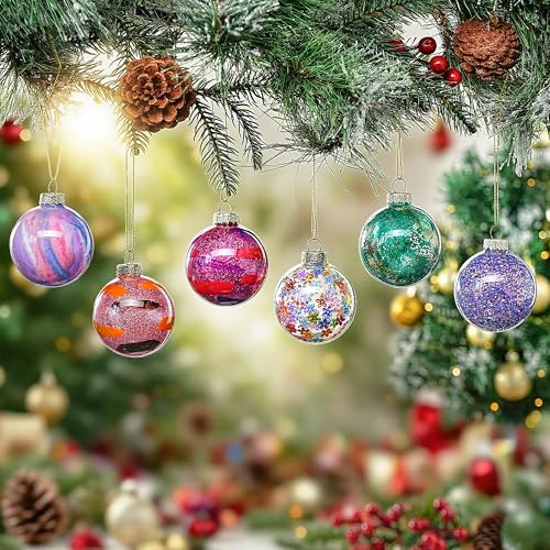 6pcs Glass Christmas Ball Ornament 2.4In Glittering Christmas Tree Ornament (Color-4)