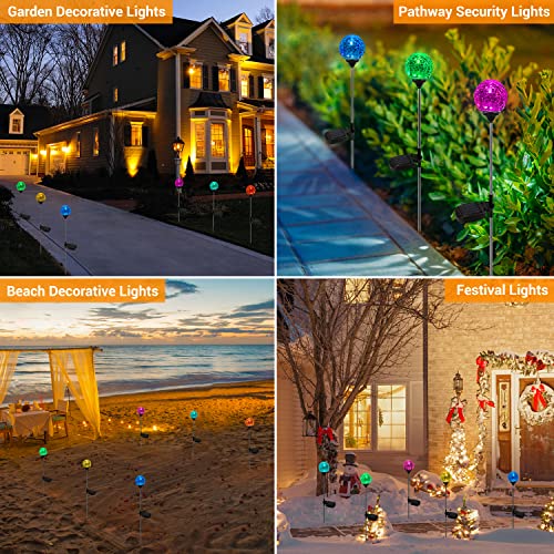 Solar Globe Lights Outdoor 4 Pack LED Garden Stake Lights Waterproof (4 Pack)