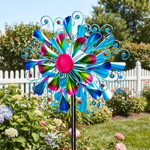 Solar Wind Spinner Outdoor Metal (Peacock Blue)