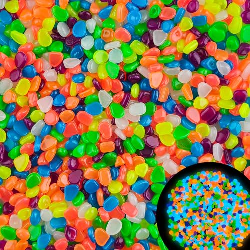 800pcs 5 8mm Colorful Glow in The Dark Garden Pebbles Stones 5 (800 Count)