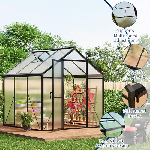 6x6 FT Greenhouse for Outdoors (Black / 6x6 FT)