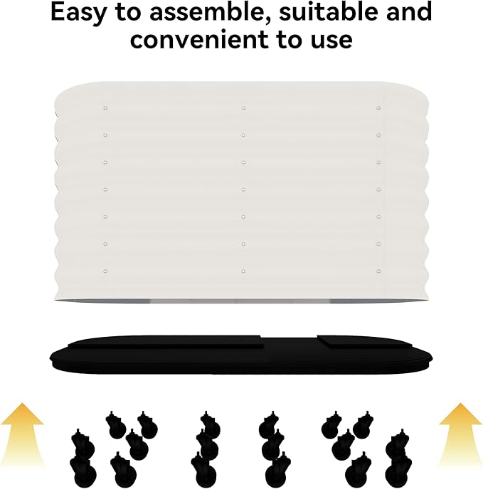 59x24x28 in Galvanized Raised Garden Bed with Wheels & Water Reservoir – Durable Outdoor Planter Box, Elevated Raised Beds for Gardening, Portable Garden Box for Indoor/Outdoor Plants,White