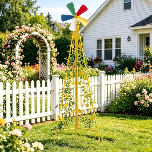 8FT Ornamental Windmill for Yard (6.2ft-yellow)