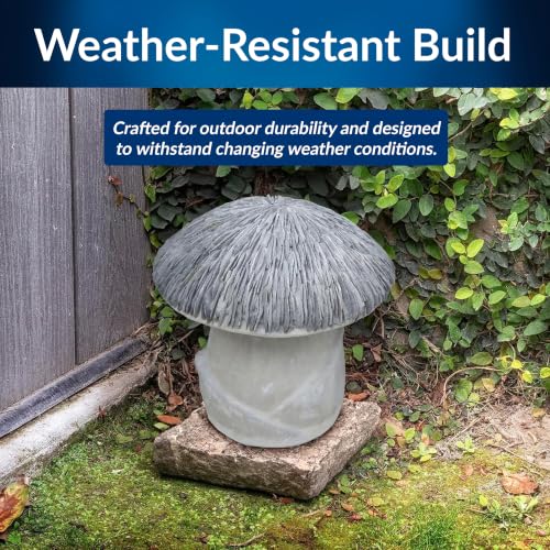 VTFAM178S Small Cement Mushroom Garden Statue (Gray Mushroom)