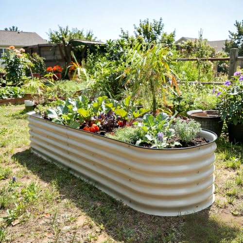 8x2 Galvanized Raised Garden Bed (Beige / 8 × 2 × 1.4 FT ( 9 in 1 ))