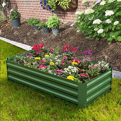 4x2x1ft Green Metal Raised Garden Bed Kit (Green / 4x2x1 ft)