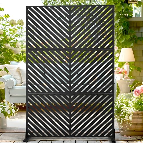 72" H47" W Metal Outdoor Privacy Screen (Black Parallel / 72" H×47" W)