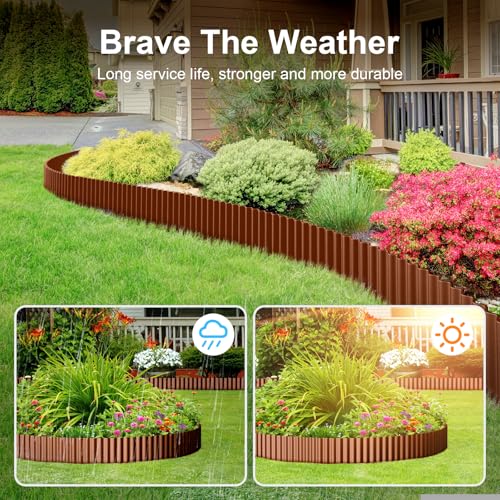 Corrugated Garden Edging Border (Red Rust / 6 Inch×50 Ft)