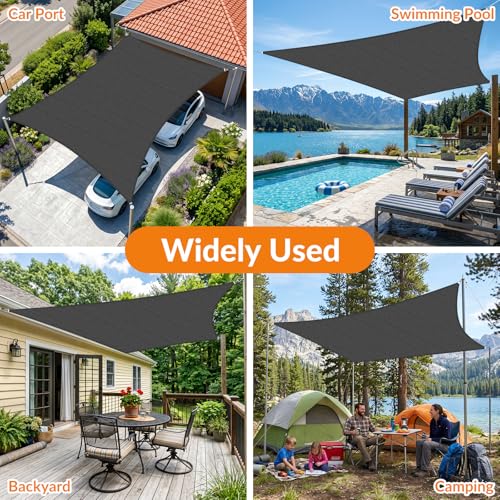 15'X15' Sun Shade Sail Dark Gray Curved Square Customizable (Dark Gray / 15'X15' custom)
