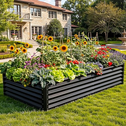8x4x1.5ft 2pcs Large Raised Garden Bed Kit (Black / 8x4x1.5ft 2pcs)