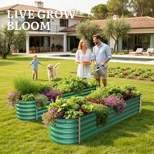 17" Tall 9 in 1 Large Raised Garden Bed Kit (Green / 8x2x1.5ft)