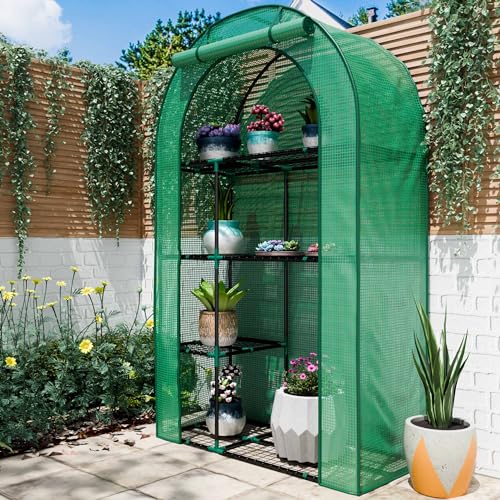 4 Tier Mini Greenhouse for Outdoors (Green / 63" x 40")