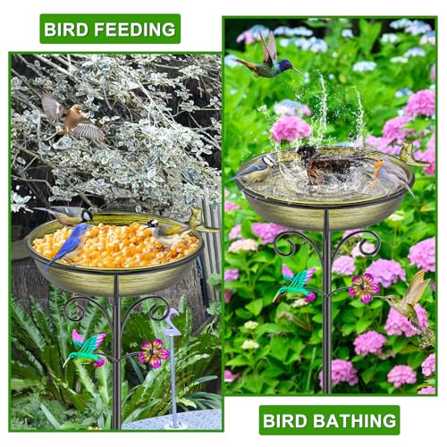 38.6in Bird Baths for Outdoors (Retro Gold)