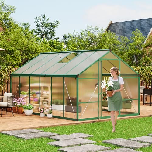 8x12 FT Greenhouse for Outdoors (Green / 8x12 FT)
