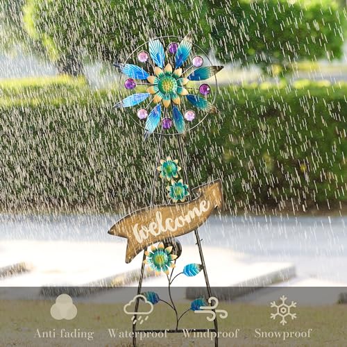 Solar Metal Wind Spinner Garden Stake Mom Gift 26"