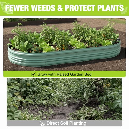 2PK 8x4x1ft Outdoor Galvanized Raised Garden Bed Set (Light Green / 8x4x1ft(2PK))