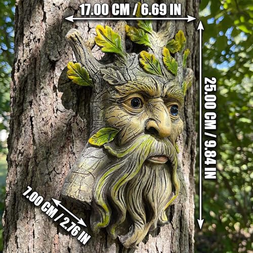 9.8" Whimsical Tree Face Sculpture (Yellow 461)